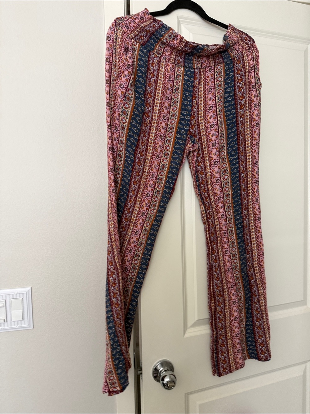 Boho Printed Wide-Leg Pants - Pink Multi